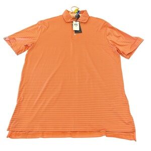 Ralph Lauren RLX Men's orange white striped classic fit performance polo sz M